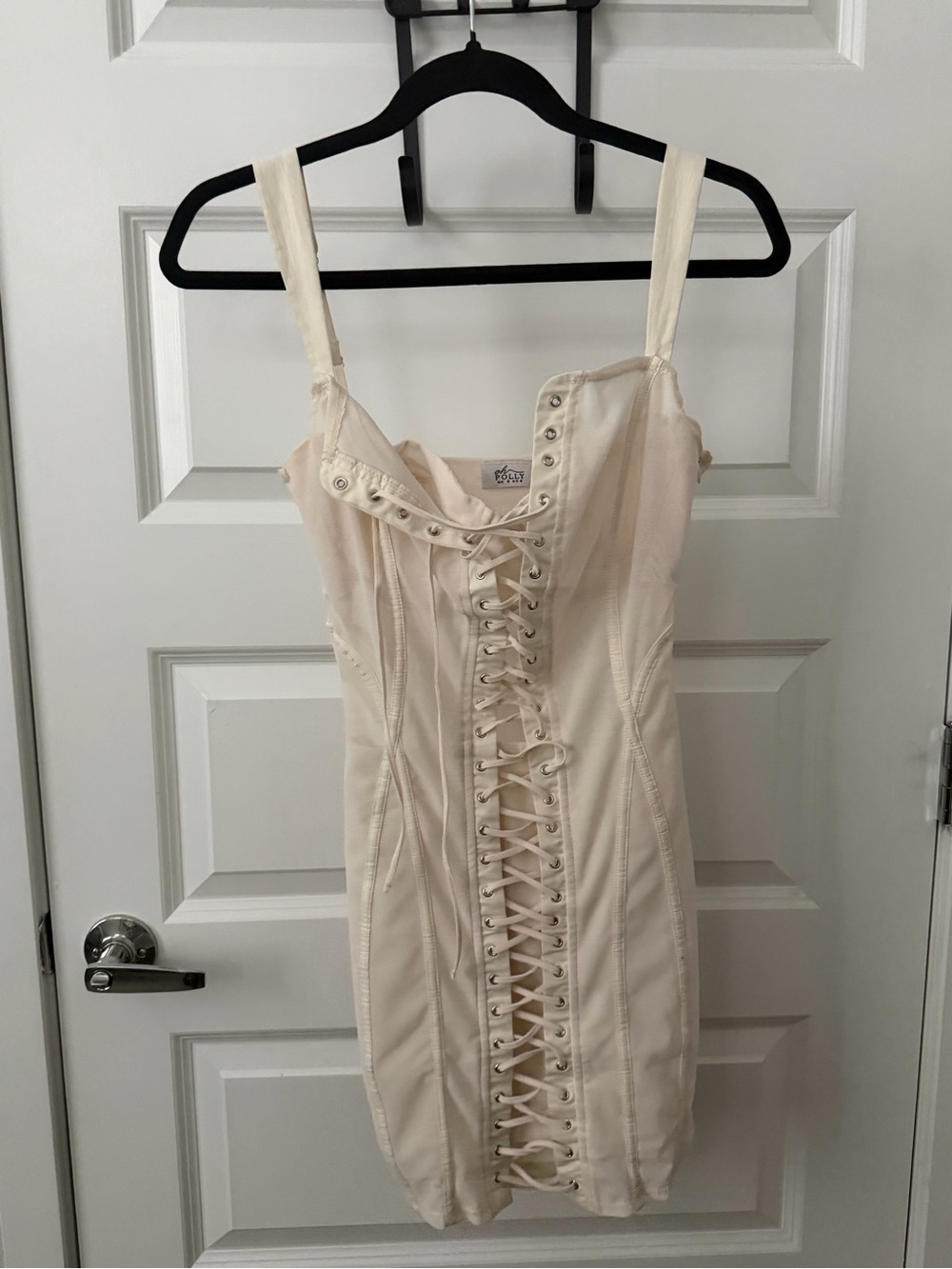 Oh Polly Cream Lace-Up Corset Mini Dress - Picture 2 of 4